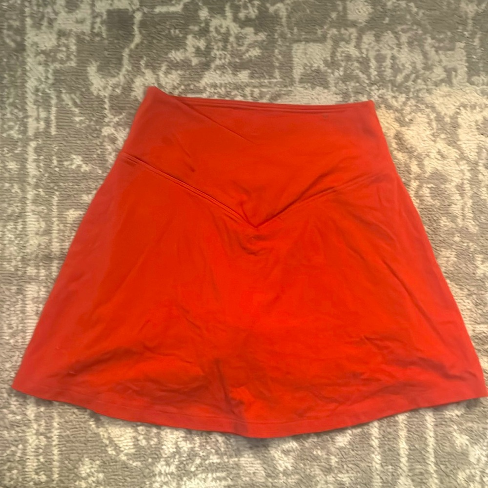 PINK red-orange crossover skirt with built in shorts